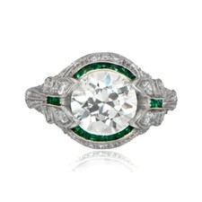 Antique 2.00ct White Round Cut CZ Art Deco Engagement Ring Sterling Silver