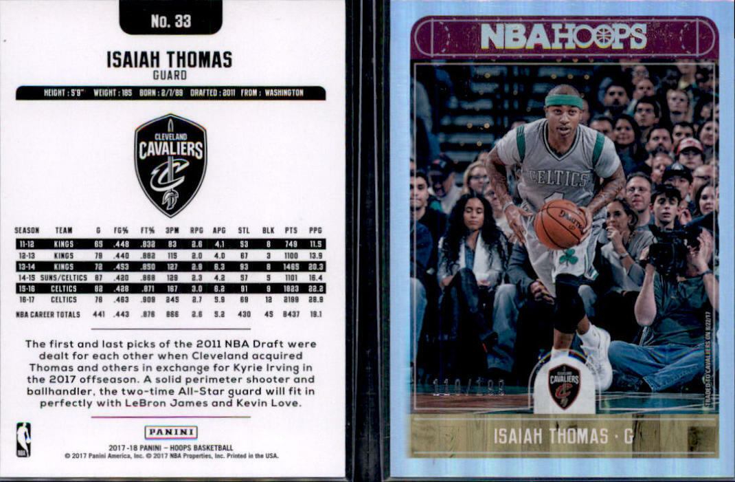 2017-18 Panini NBA Hoops Silver /199 Isaiah Thomas #33