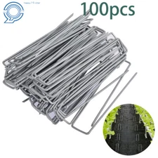 Landscape Staples Garden Stakes Galvanized Sod Staples 6" 11 Gauge 100 Pack