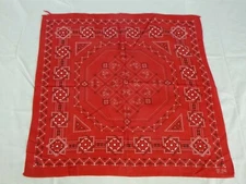 Vtg Red Bandana Bandanna 100% Cotton RN23733 Tiny Dots & Squares 21x20.5"