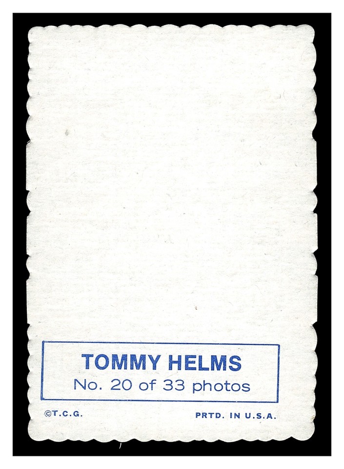 1969 TOPPS DECKLE EDGE TOMMY HELMS 20 CINCINNATI REDS HIGHER GRADE NO