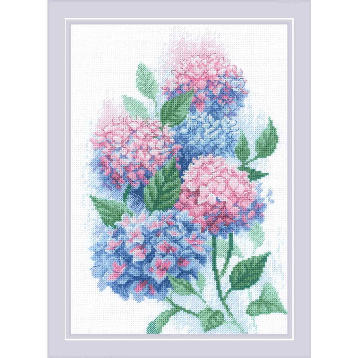 Riolis counted cross stitch kit ""Graceful Hydrangeas"", 21x30cm, DIY