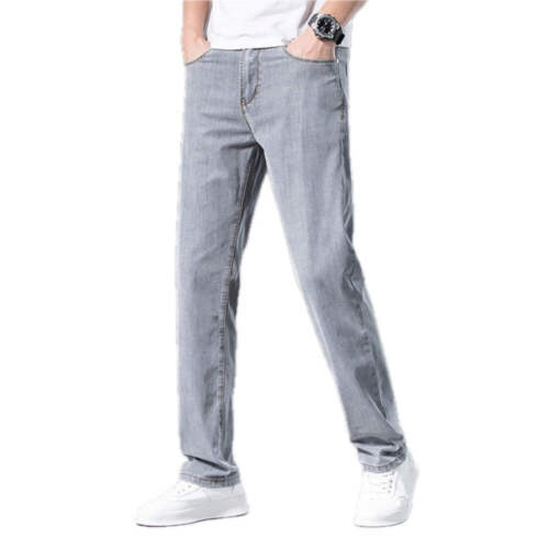Men's Denim Pants Wide Leg High Street Trousers Loose Straight Fit Casual Pants - Picture 84 of 113