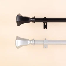42-126-Inch long Adjustable Metal Curtain Rod Set Teardrop Finials Home