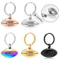 Stainless Steel Rugby Urn Pendant Keyring for Cremation Ashes Jewelry Keychain
