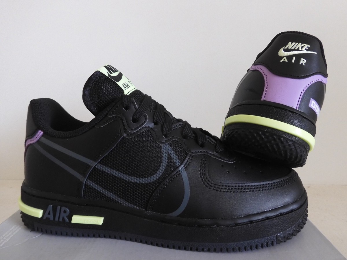在庫文の必須!★AIR FORCE 1 REACT BLACK VIOLET STAR NIKE AIR FORCE 1 REACT (GS) BLACK-VIOLET STAR SZ 6Y-WOMENS