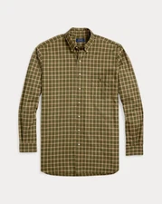 $125 Polo Ralph Lauren Men's Classic Fit Plaid Twill Shirt, Green/Tan, Large