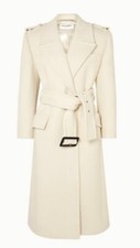 Saint Laurent Oversized Belted Coat In Herringbone Wool In White Rrp £4400 ✅