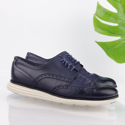 Cole Haan Original Grand Oxford Size 9.5 Blue Leather Wingtip Brogues Sport Sole