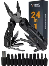 24-in-1 Professional Multitool Pliers Stainless Steel Pocket Tool with Sheath 