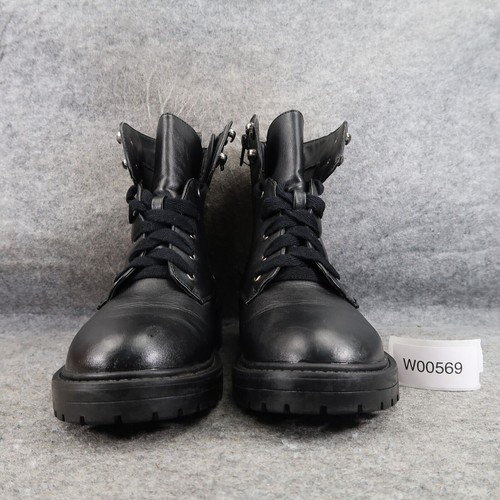 Madden Girl Shoes Womens 6.5 Boots Combat Fashion Lug Sole Lace Up Alicee Black - Picture 3 of 16