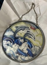 Vintage Glassmaster Dolphins Sun Stained Glass