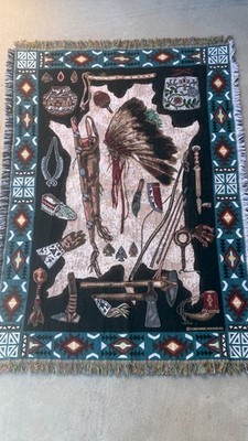Indianer Gewebter Wandbehang Überwurf Decke 163x117cm Goodwin Weber Crown Crafts