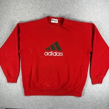 VintageAdidas Sweatshirt Mens XL Red Fleece Pullover Crewneck Big Logo Originals