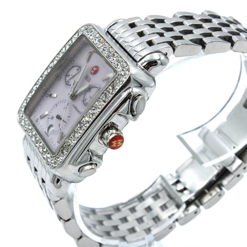 Michele Deco Ladies Quartz Chronograph Diamond Bezel Wristwatch #WB2717-1 - Picture 3 of 8