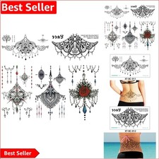 5-Pack Stylish Chest Lace Temporary Tattoos for Women - Waterproof  Realistic
