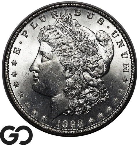 1898 Morgan Silver Dollar Coin, Solid Gem BU++