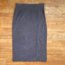 Vintage Faux Suede Skirt Size XL 34" Waist 1990s Gray Microfiber Maxi Long
