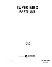 1970 Plymouth Roadrunner Superbird Parts Book