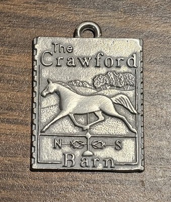 1998 LONGABERGER The Crawford Barn Pewter Basket Tie On 