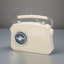 Portable AM/FM Radio Large Rotary Dial Retro AM66-Cream Byron Statics Radio