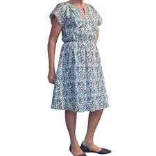 Talbots Voile Fit & Flare Dress Primrose Floral Print Cotton Lined sz 14