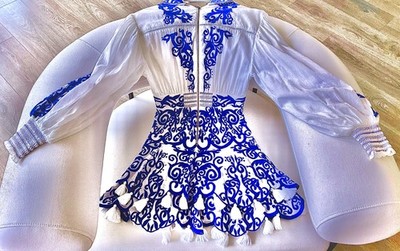 sachin and babi light blue dress Alice and Olivia Lillian Embroidered Mini Dress Size 2 main image 1