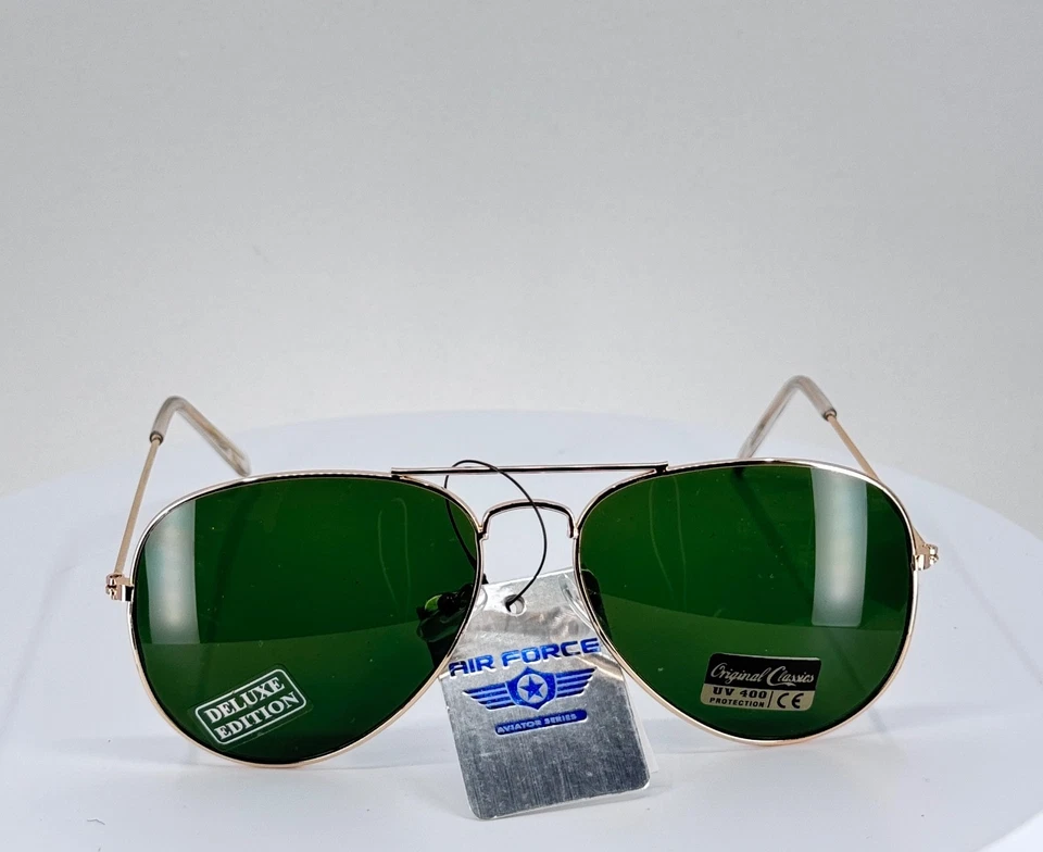 Gafas de sol AIR FORCE 8AF101 DORADAS clásicas de aviador con borde completo lentes verdes Foto 2 de 4