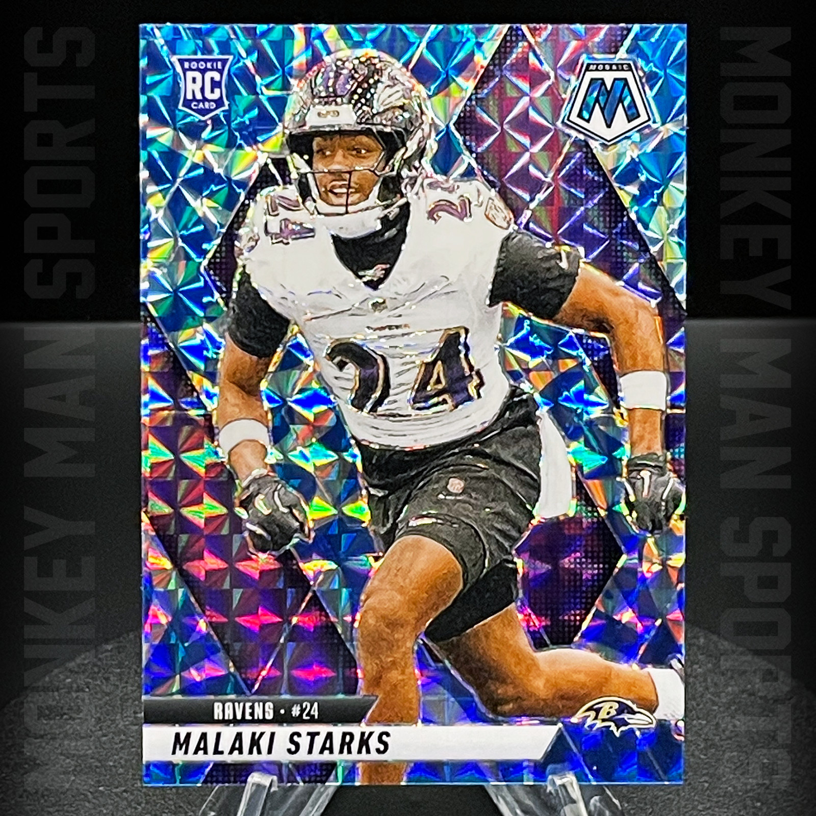 2025 Mosaic - Malaki Starks Rookie RC - #347 BLUE REACTIVE MOSAIC RAVENS MINT