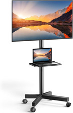 Rolling TV Stand on Wheels 23-60 Adjustable Height Mobile TV Cart PSTVMC04