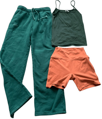 SET ACTIVE green orange Lounge Sweatpants Airluxe Biker Shorts Sport Tank Top Se