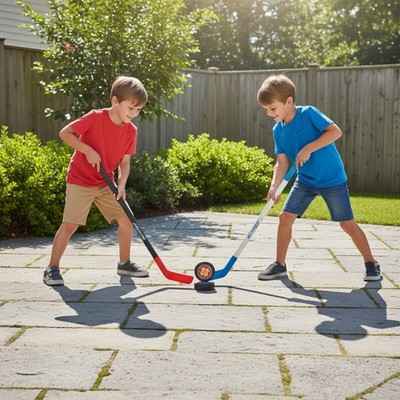 Hockeyspielzeug mit Puck gebogene Griffzone Kinder-Hockeyschläger 72 cm lang