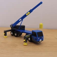 Wooden Train Track Mobile Crane Truck with Working Winch & Hook New