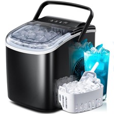 Countertop Ice Maker Machine with Handle, Portable Maker, 27lbs/24Hrs, 7Mins/...
