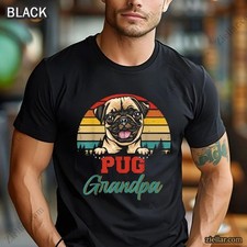 Retro Pug Grandpa Shirt, Funny Dog Lover Tee For Cool Father  s Day Gift