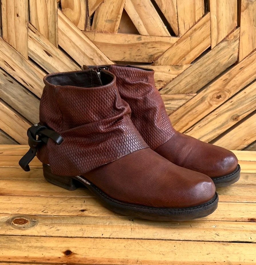 As 98 Airstep Italian Zipper Boho Biker  Brown Ankle  EUR 38/US 7.5-8