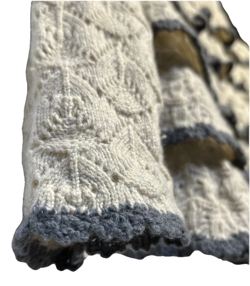 Cárdigan de ganchillo tejido abierto de lana Odd Molly beige claro gris talla S Foto 4 de 4