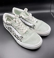 VANS Little Kids Old Skool Glitter Leopard Print Mint Green Shoes 721356 Sz 3