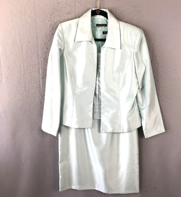 Bahari Dress Jacket Set Womens Size 8 Light Green Formal Wedding MOB Easter