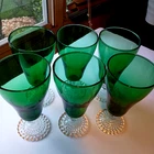 Vintage MCM Anchor Hocking BURPLE Inspiration Green 6 Water Goblets 6"