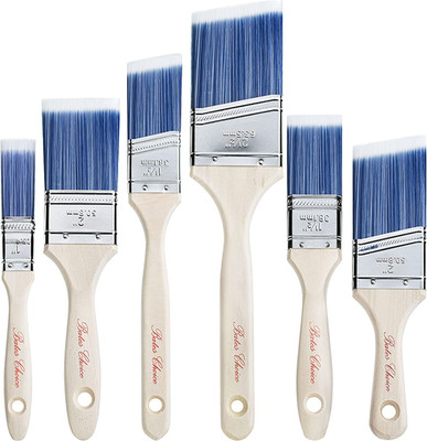 Bates- Paint Brushes, 6 Pack, Treated Wood Handle, Paint Brushes for Walls, Stai