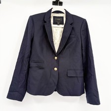 J. Crew Womens Navy Wool Schoolboy Gold Crest Button Preppy Academia Blazer 6