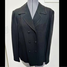 VINTAGE 1990s MOSCHINO CHEAP CHIC BLACK DOUBLE BREASTED BLAZER JACKET RAYON 12