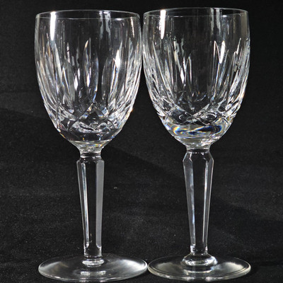 WATERFORD KILDARE CLARET GLASSES, Cut Lead Crystal, 6 1/2'', 8 Oz, IRELAND, 2PCS