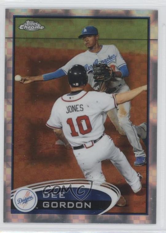 2012 Topps Chrome X-Fractor ( Sliding) Dee Gordon Chipper Jones #136 HOF 1p95