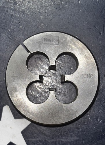 HANSON 1/2-13 NC ROUND ADJUSTABLE DIE USA USED HSS 1/2” -13tpi