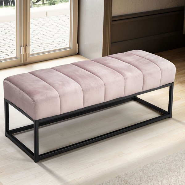 Sitzbank Finebuy Polsterbank Samt Rosa 108 Cm Bettbank Flurbank Modern Bank-image