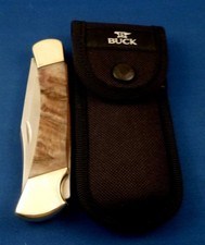 BUCK 110 Custom RAM HORN 2025 folding hunter pocket knife, Buck fabric sheath BUCK 110 Custom RAM HORN 2025 folding hunter pocket knife, Buck fabric sheath