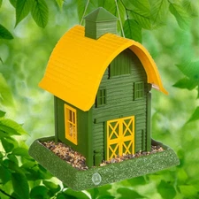 North States Green Barn Wild Bird 1 lb Plastic Hopper Bird Feeder 4 ports