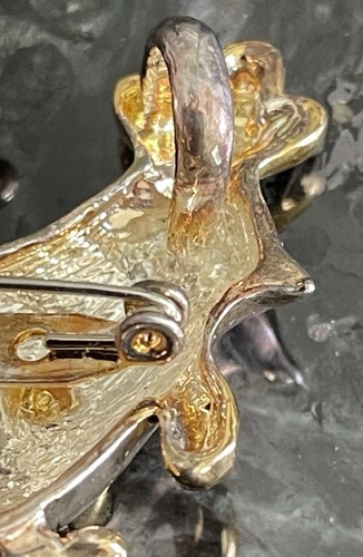 Vtg Chicken Rooster Bird Figural Brooch Pin Pendant Two Tone Metal Barnyard Farm - Picture 8 of 13
